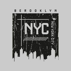 New york brooklyn illustration typography. perfect for t shirt design - obrazy, fototapety, plakaty
