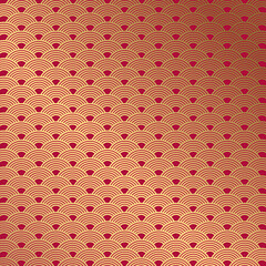 Festive Asian style background with gold wavy pattern. Japanese pattern. China style background