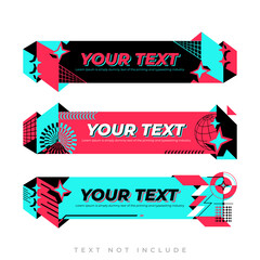 Red Blue Text box Modern Retro Design for template, element or other