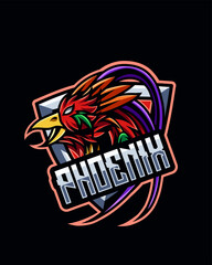 Fototapeta na wymiar Phoenix for esport and sport mascot logo isolated on dark background