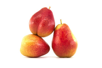 Multi-colored ripe pears isolated on white