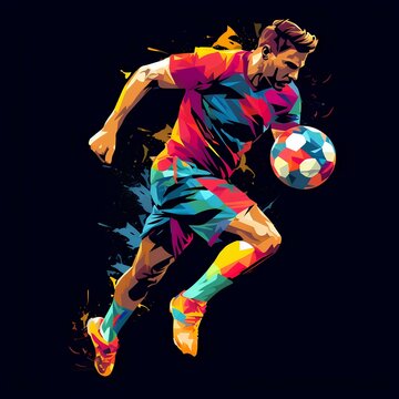 recommend clip art: Generative AI of colorful football player silhouettes