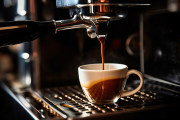 Coffee pouring from espresso machine