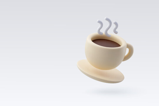 3d Vector Cup of coffee, Hello autumn concept.