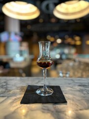 glass of Rakia on a bar top