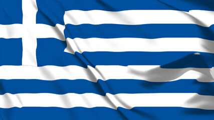 ギリシャの国旗がはためいています。