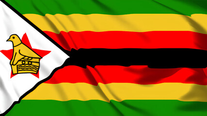 ジンバブエの国旗がはためいています。 - obrazy, fototapety, plakaty