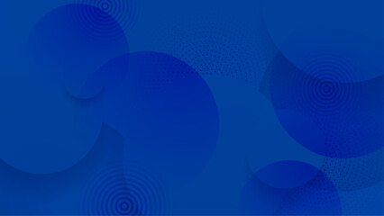 Minimal blue geometric abstract background. Circle square and triangle design. Trendy techno business template for wallpaper, banner, background or landing