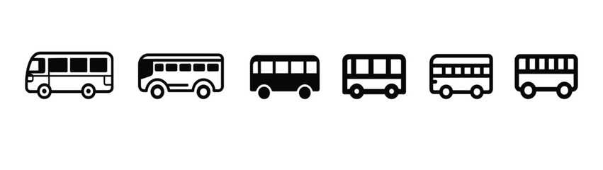 Bus icon set. bus vector icon, Bus icon vector, solid logo illustration, pictogram isolated on white, Bus icon set. Transport symbol in linear style. transport icons set. school bus vector icons