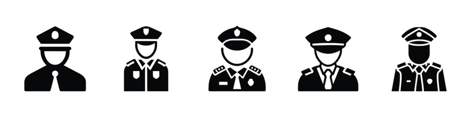 Policeman linear icon. Police officer icon. Police Icon. Characters of professions police Icon. Security Officer icons in vector. Logotype, Policeman avatar vector icons - obrazy, fototapety, plakaty