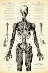 Fototapeta na wymiar Nervous system retro drawing , offering educational insights for students, medical professionals,white background,Generated with AI