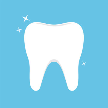 White healthy tooth flat vector illustration