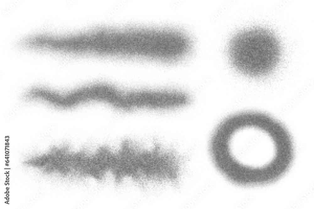 Poster noise effect with grain texture. shapes with grain gradient and stipple shadow. dotted wave of paint