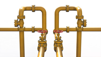 Oil and gas processing plant with pipe line valves. Steel pipelines and valves. Oil pipeline valves in the oil and gas industry. Png transparency