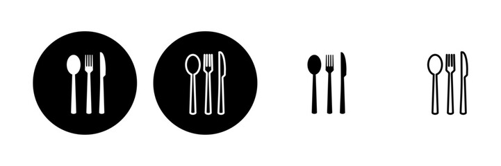 spoon and fork icon set. spoon, fork and knife icon vector. restaurant icon