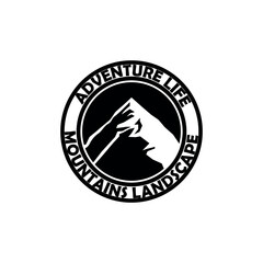 stamp with the text of the world. stamp with mountains