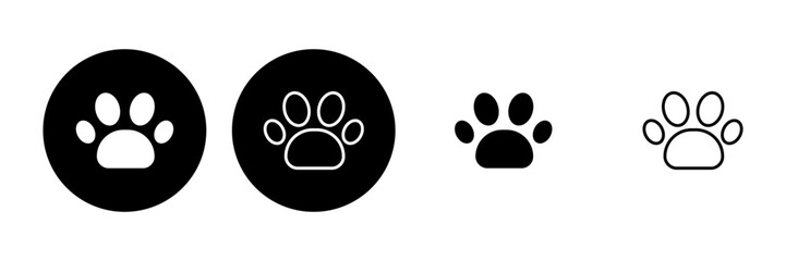 Paw icon set. paw print icon vector. dog or cat paw