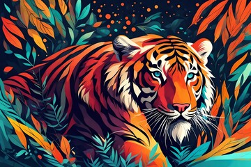 tiger on a color background