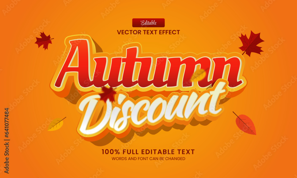 Canvas Prints vector design editable text effect, autumn discount text