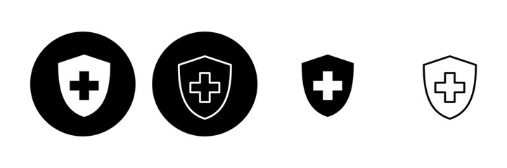 Health insurance icon set. Insurance health document icon