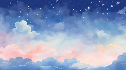 hand drawn cartoon beautiful night sky illustration
