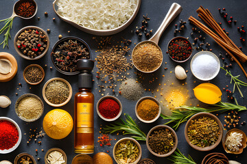 Colorful Spice Collection: Bowls Full of Culinary Inspiration