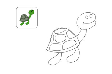 turtle drawing outline color for kids