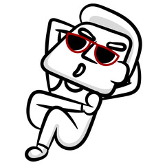 Rest day white man cartoon