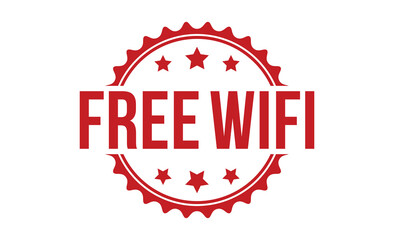 Obraz premium Free Wifi rubber stamp vector illustration on white background. Free Wifi rubber stamp
