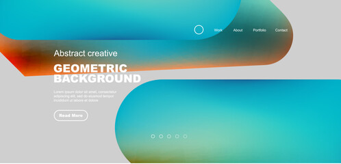 Geometric landing page background. Fluid colors and simple shapes abstract composition. Vector illustration for wallpaper, banner, background, leaflet, catalog, cover, flyer