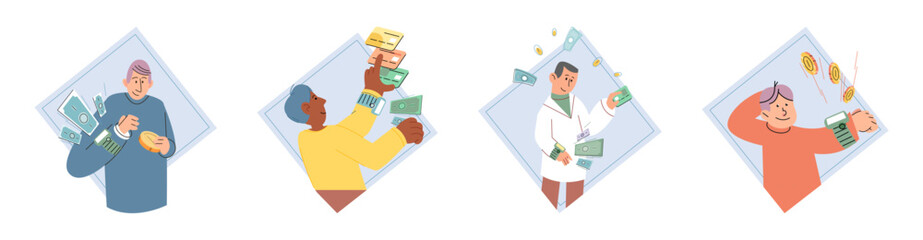 Cashless payment. Vector illustration. Mobile cashless options make it easy to pay on go using your smartphone Online and mobile payments offer convenience and flexibility for making transactions