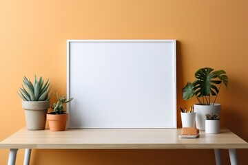 Fototapeta premium Photo frame on wall with living room setting.