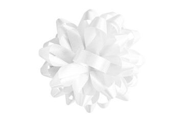 White gift bow ribbon isolated on transparent background.