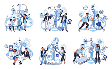 Team solving problems. People communication in search of ideas, collective thinking Innovative solution, problem-solving and crisis management concept Creative idea research and development Planning