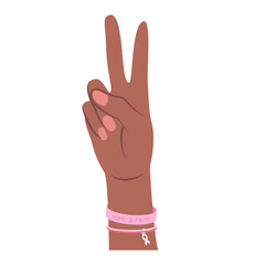 Peace hand sign flat illustration