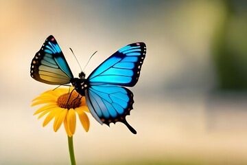 Fototapeta na wymiar very beautiful blue black butterfly on a flower