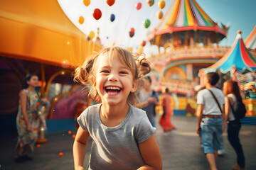 Obraz na płótnie Canvas portrait of happy child in theme park