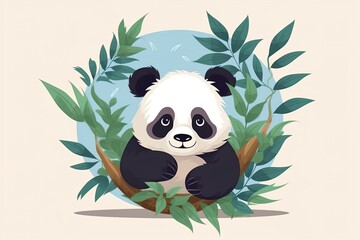 Cute Panda. Cartoon Vector Icon Illustration. Flat vector illustration