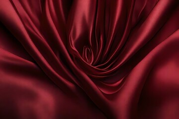 Obraz premium Closeup of rippled maroon color satin fabric cloth texture background
