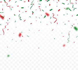 Christmas celebration confetti banner, green and red, isolated on white background - 641096480