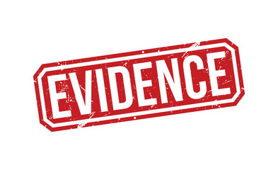Evidence stamp red rubber stamp on white background. Evidence stamp sign. Evidence stamp.