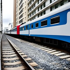 Fototapeta premium 都会のビルの隙間から見える電車 E