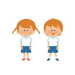 運動会 笑顔で立つ子供達