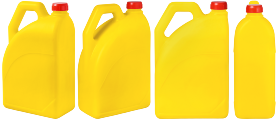 set of yellow big plastic canister isolated