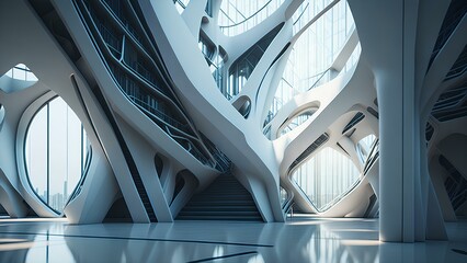 Obraz premium modern futuristic building interior architecture