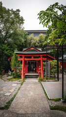 Bright red torii gate