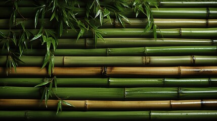 Green bamboo texture. Oriental grass fence seamless pattern. Wallpaper, background