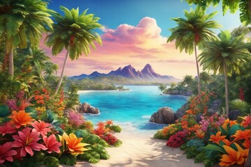 Fototapeta na wymiar tropical beach wallpaper