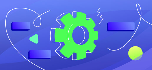 Gear inside an abstraction forms. The concept of settings. Good for animation. Vector illustration for your business.