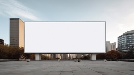 Obraz premium Large billboard advertisement mockup on modern building exterior at large city.